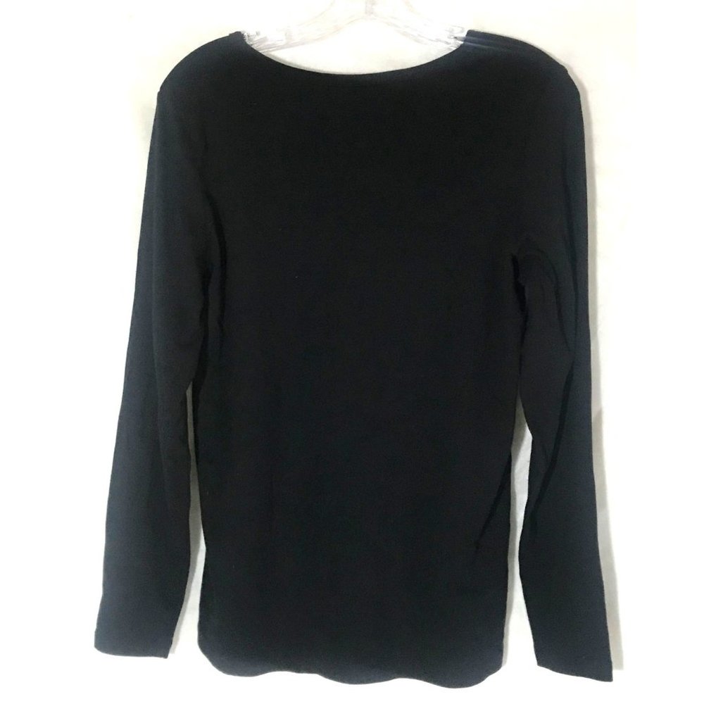 St John's Bay Long Sleeve Tee in Black 100% Cotton Women's Size Large - Picture 2 of 2